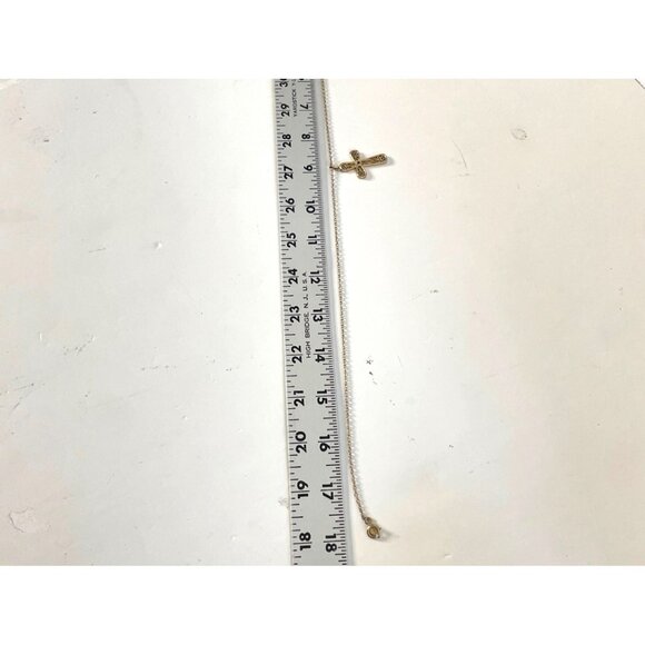 Vtg Sarah Coventry Gold-Tone Filigree Cross Necklace Red Stone Accent 18" Chain - Picture 6 of 9